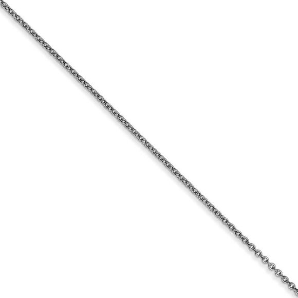 0.9mm 14k White Gold Solid Round Cable Chain Necklace 16 Inch